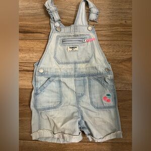 OshKosh B'gosh Light Blue Kids Overalls with Cherry Embroidery